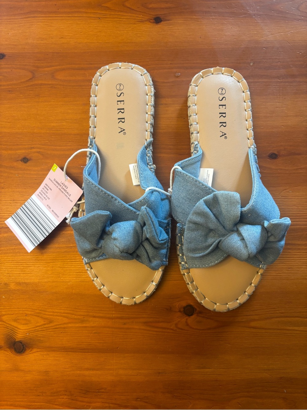 Serra Light Blue Bow Slide Sandals